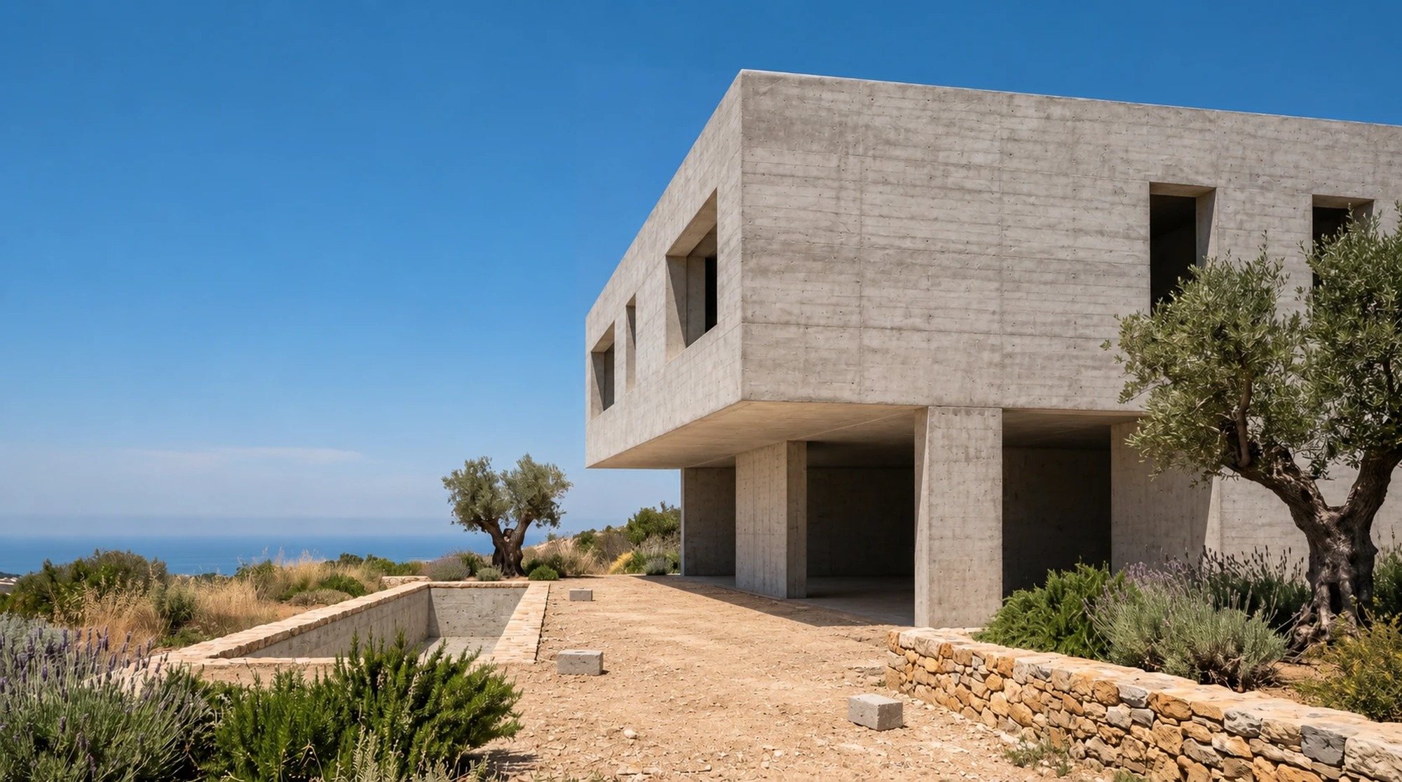 La casa en obra, con la estructura de hormigón